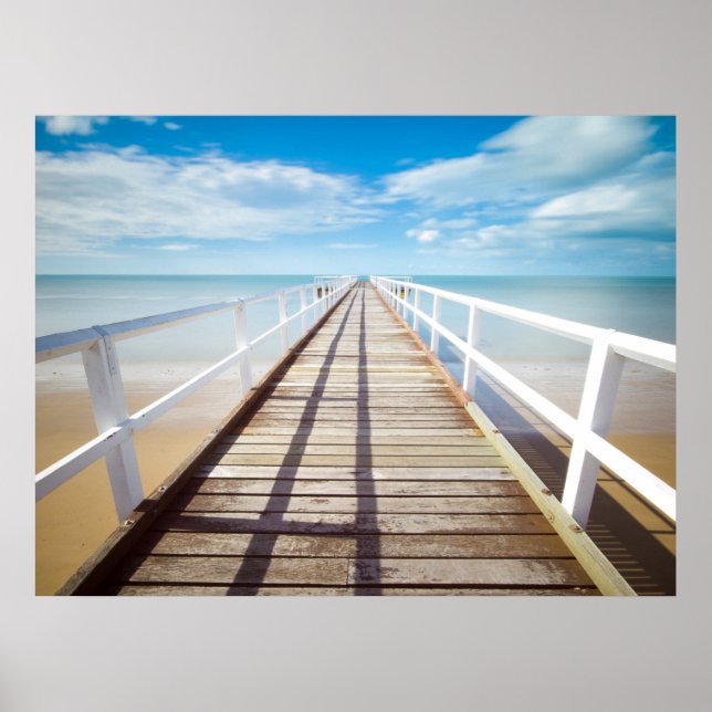 Beach Dock Ocean Print Poster Artwork Mural (Front)