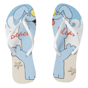 Beach Dog Blue Waves "Beach Please" Jandals