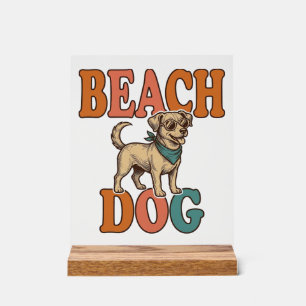Beach Dog Vintage Engraving Graphic Design_1 Acrylic Sign