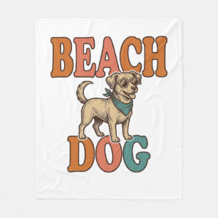 Beach Dog Vintage Engraving Graphic Design_1 Fleece Blanket