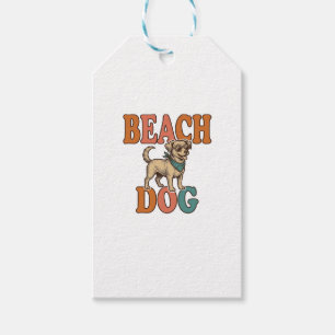 Beach Dog Vintage Engraving Graphic Design_1 Gift Tags