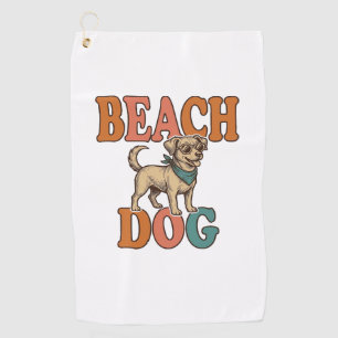 Beach Dog Vintage Engraving Graphic Design_1 Golf Towel