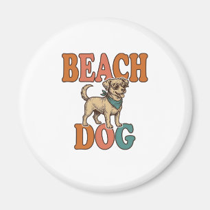 Beach Dog Vintage Engraving Graphic Design_1 Magnet