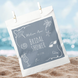 Beach Doodle Illustrations Bridal Shower Favour Bags