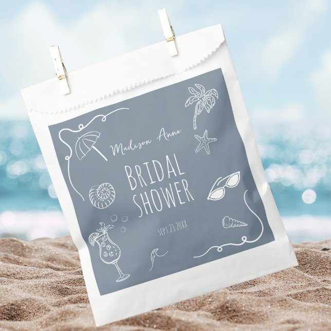 Beach Doodle Illustrations Bridal Shower Favour Bags (Creator Uploaded)