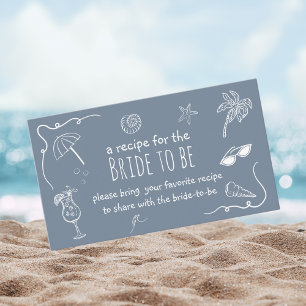Beach Doodle Share a Recipe Bridal Shower Enclosure Card