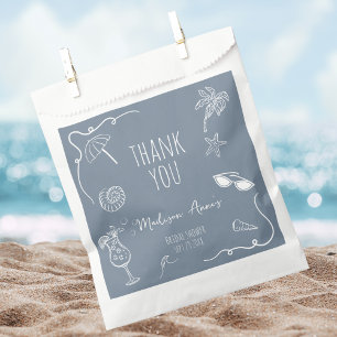 Beach Doodle Thank You Bridal Shower Favour Bags