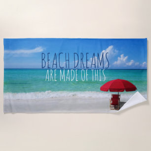 Beach Dreams Quote Tropical Modern Photograph Towel