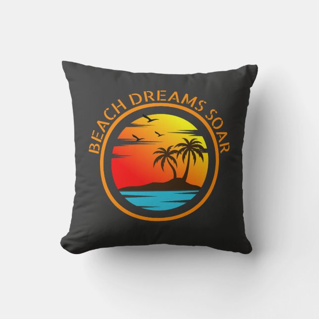 Beach Dreams Soar: Coastal Reveries  Cushion (Front)