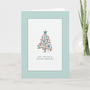 Beach Driftwood Tree Family Christmas Holiday Card