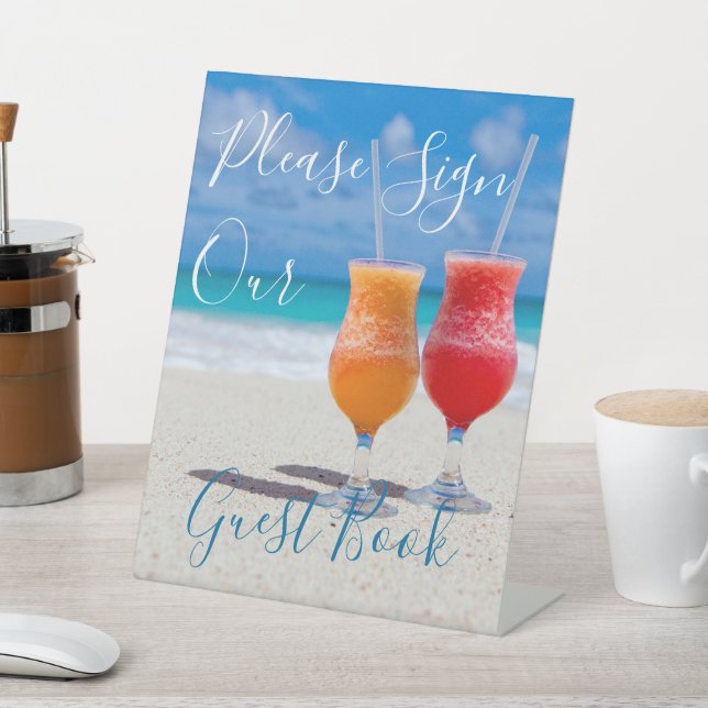 Beach Drinks Wedding Sign Our Guestbook (In SItu)