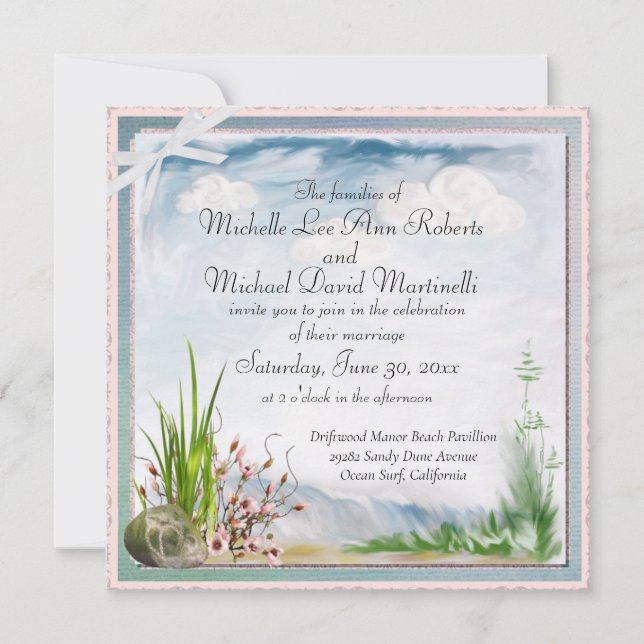 Beach Dune Romance Square Wedding Invitation (Front)