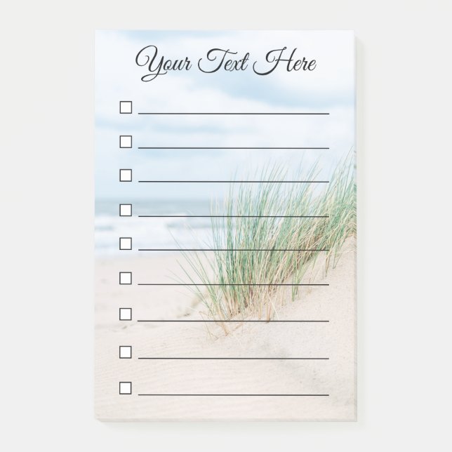 Beach Dunes Script Personalised Lined To Do List Post-it Notes (Front)