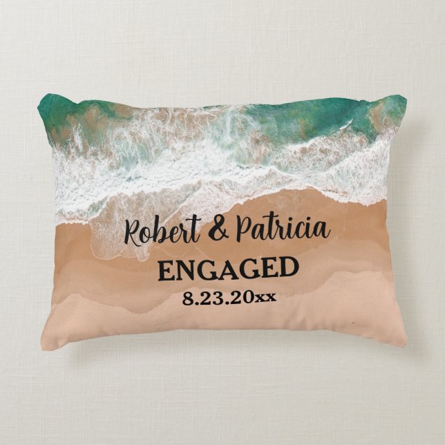 Beach Engaged Keepsake Engagement Decorative Cushion (Front)