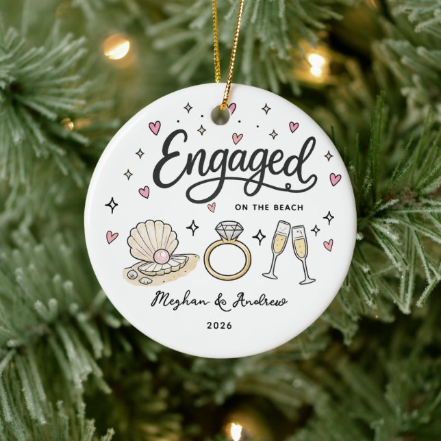 Beach Engagement Ornament Personalised (Tree)