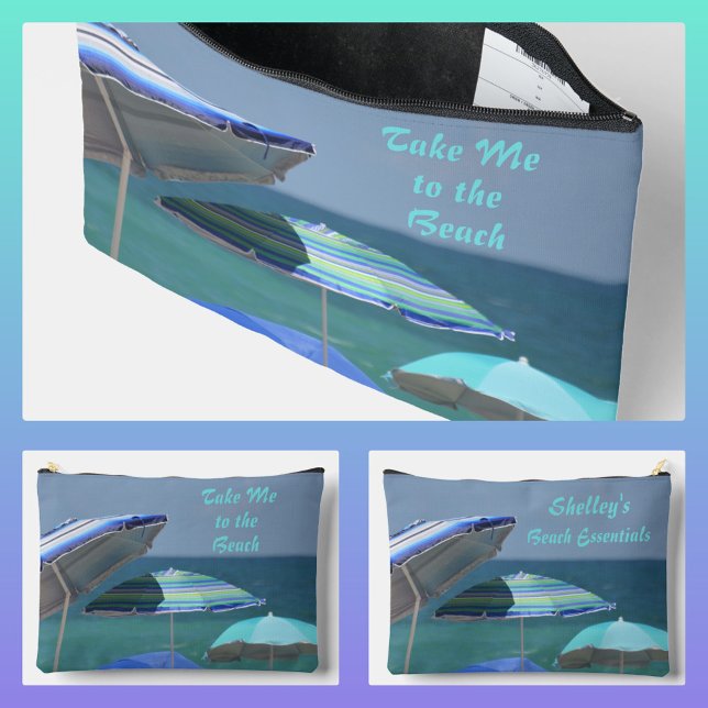 Beach Essentials Tropical Blue Ocean Seascape Accessory Pouch (Creator Uploaded)