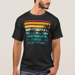 Beach Exotic Coconut Palm Trees Retro Tropical Sum T-Shirt