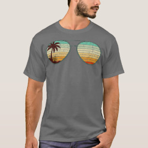 Beach Exotic Palm Trees Retro Sunglasses Tropical T-Shirt