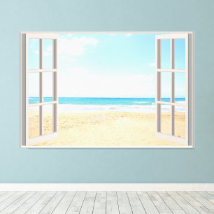 Beach Fake Window Home Office Wall Decor Photo Print