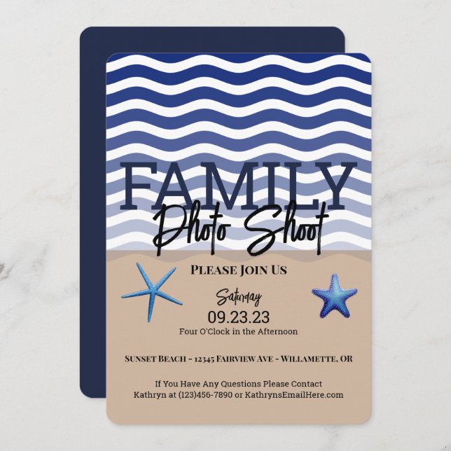 "Beach" Family Photo Shoot Invitation (Front/Back)