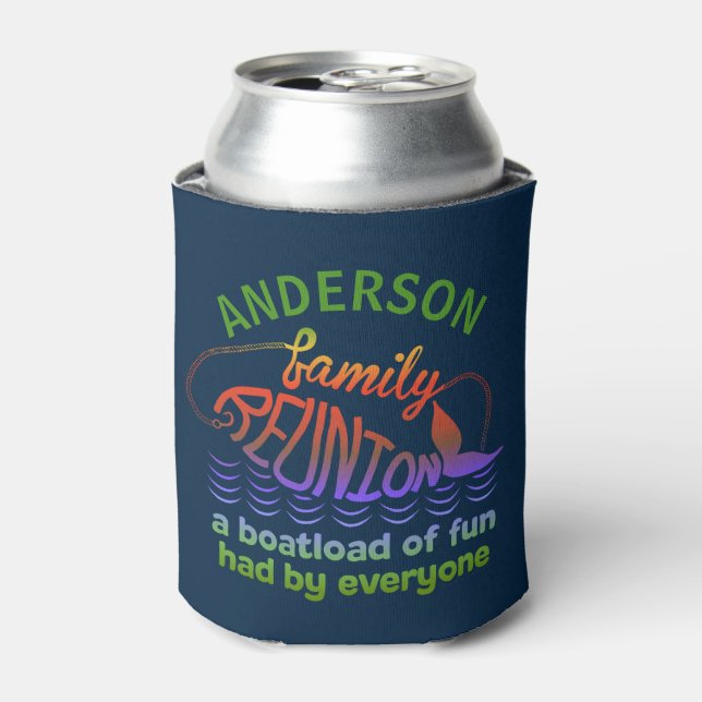 Beach Family Reunion Nautical Funny Fish | Custom Can Cooler (Can Front)