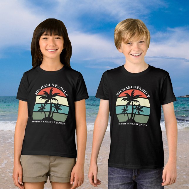 Beach Family Reunion Palm Tree Sunset Kids Tri-Blend Shirt (Creator Uploaded)