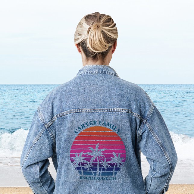 Beach Family Reunion Tropical Palm Tree Denim Jacket (Creator Uploaded)