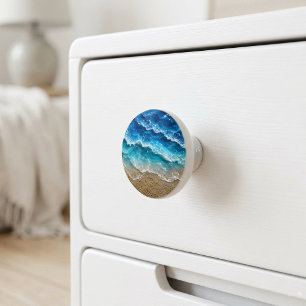 Beach Faux Resign Waves Resin Ocean Ceramic Knob