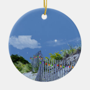 Beach Fence & Dunes Ceramic Tree Decoration