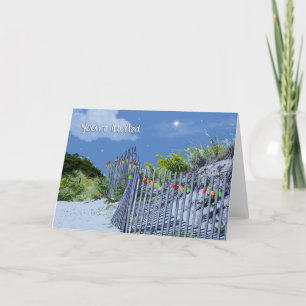 Beach Fence & Dunes Christmas Greetings Holiday Card