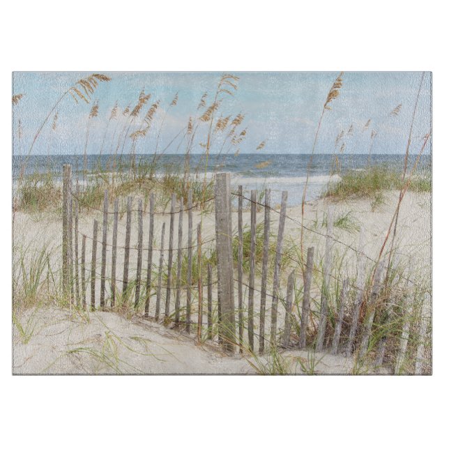 Beach Fence Glass Cutting Board (Front)