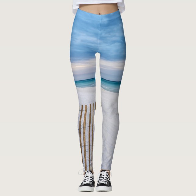 Beach Fence Morning Destin Florida Leggings (Front)