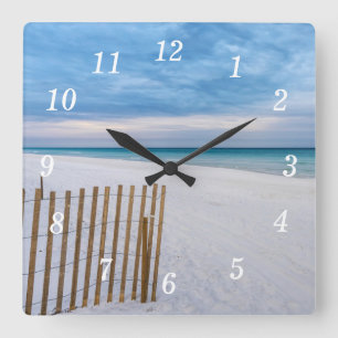 Beach Fence Morning Destin Florida Wall Clock