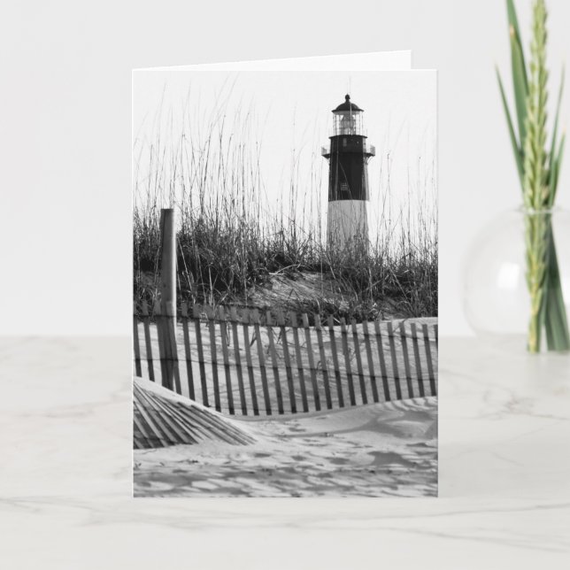 Beach Fences And Lighthouse Card (Front)