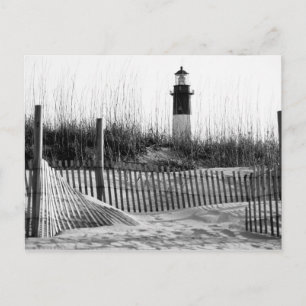 Beach Fences And Lighthouse Postcard