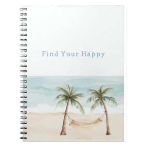 Beach Find Your Happy Palm Trees Ocean Notebook