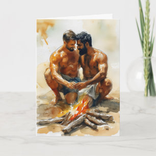 Beach Fire Embrace Card