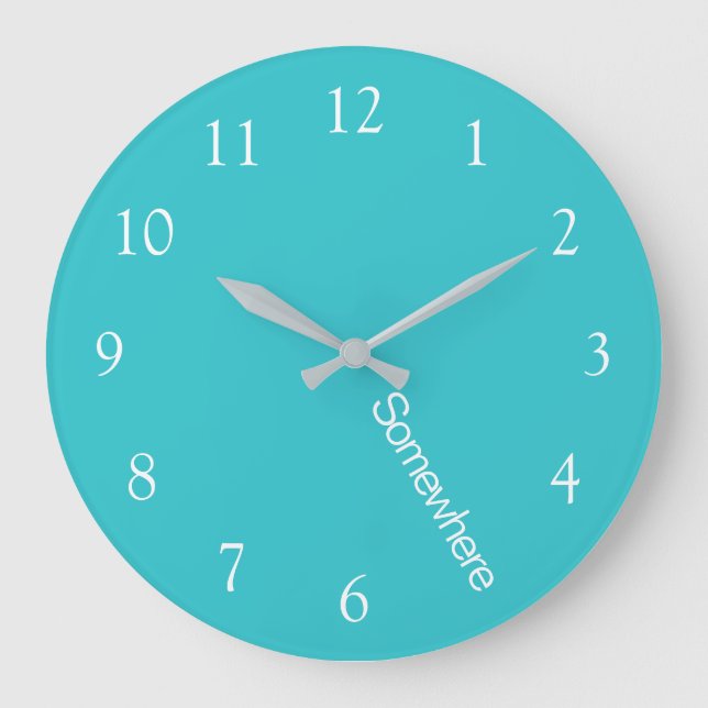 Beach Five O'Clock Somewhere Turquoise Large Clock (Front)