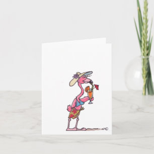 Beach Flamingo Cocktail Notecard
