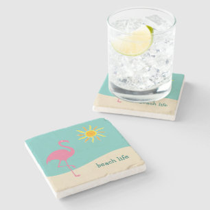 Beach Flamingo Theme Stone Coaster