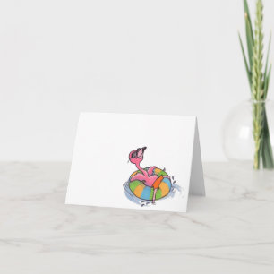 Beach Flamingo Tubing Notecard