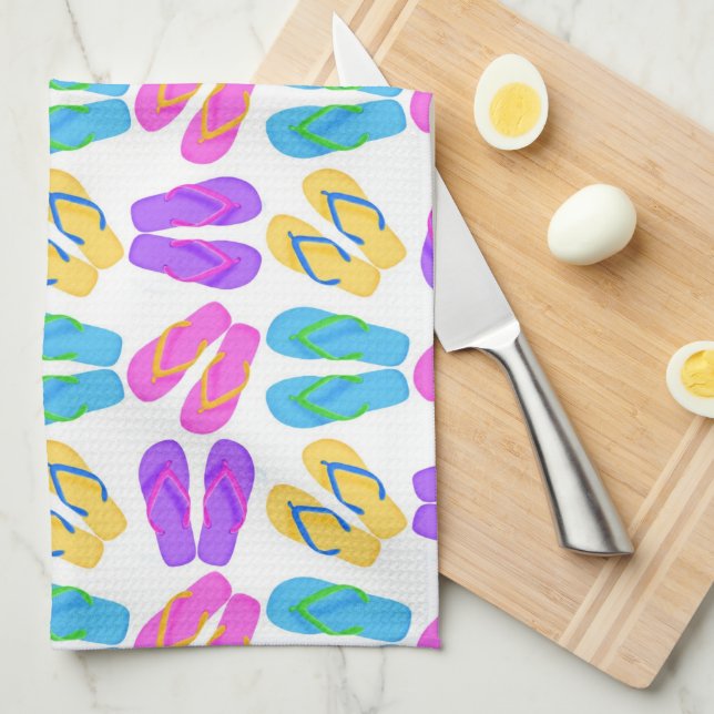 Beach flip flop pattern kitchen towel (Quarter Fold)