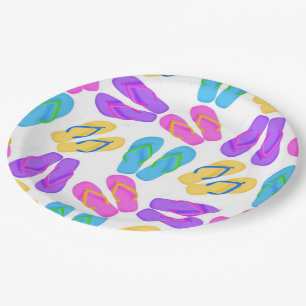 Beach flip flop pattern party paper plate