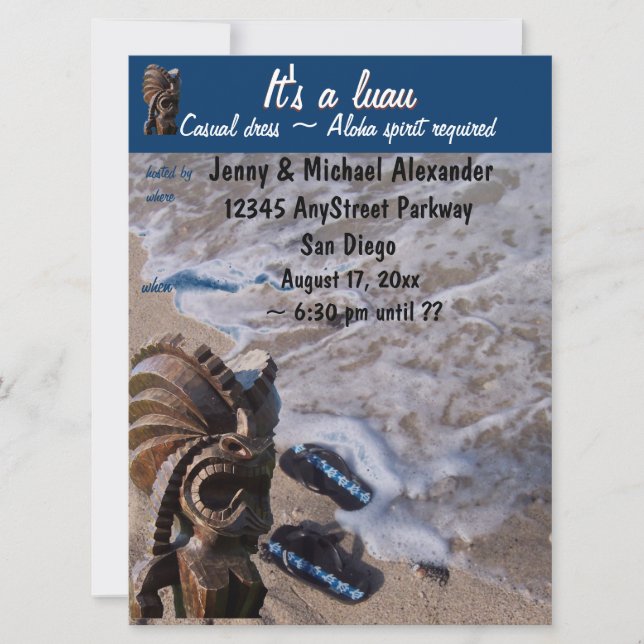 Beach Flip Flop Sandals Luau Invitation (Front)