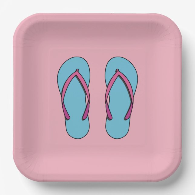 Beach Flip Flops Paper Plate (Front)