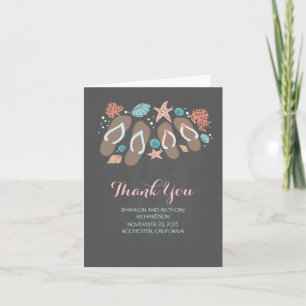 beach flip flops romantic wedding thank you card
