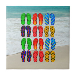 Beach Flip-Flops, Vacation Fun Tile