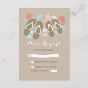 beach flip flops wedding RSVP cards