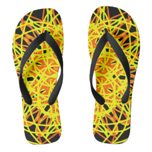 Beach Flip Flops, Yellow Kaleidoscope Mandala Art Jandals