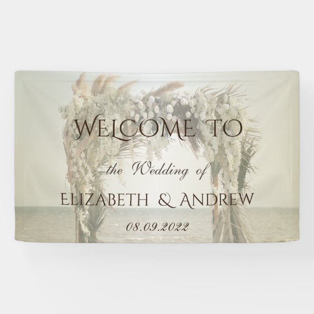  Beach Floral Arch Wedding  Banner (Horizontal)